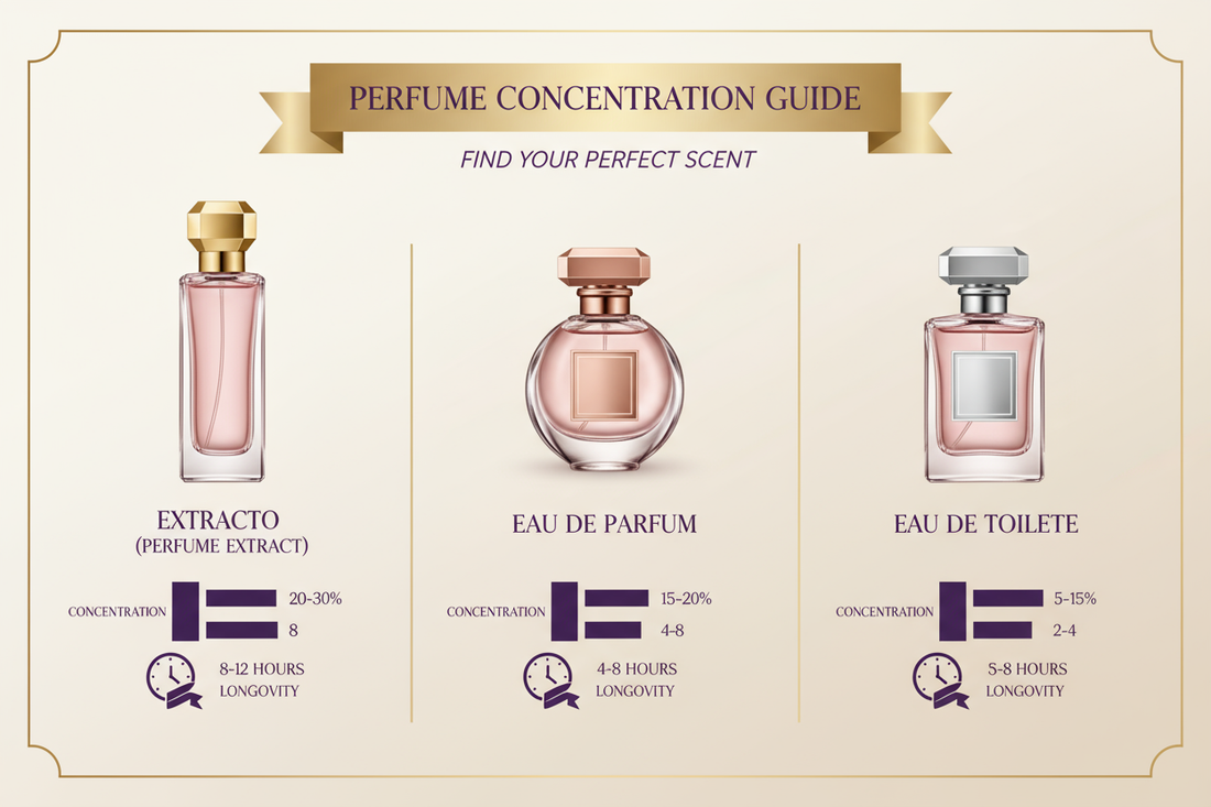 ¿Cuál es la diferencia entre Eau de Parfum, Eau de Toilette, Extracto… y por qué debería importarme?